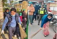 उपमेयर शाक्य र वडाध्यक्ष महर्जन कुचो लिएर सडक निस्किएपछि अभियन्ता र स्थानीयको साथ